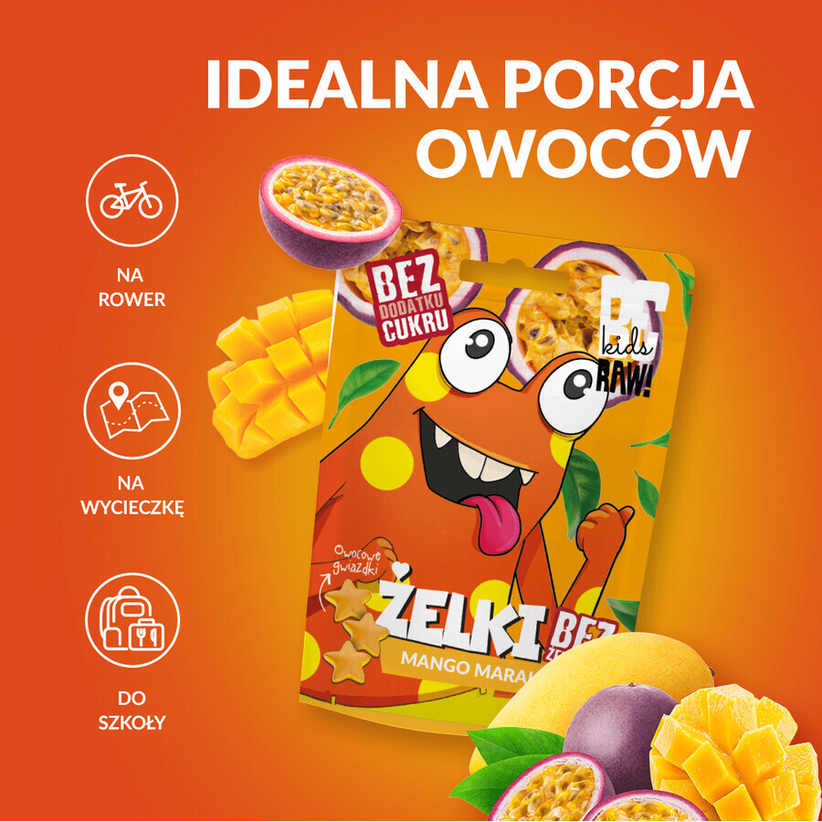 BeRAW! Kids, jeleuri, mango, fructul pasiunii, fără zahăr adăugat, 35 g