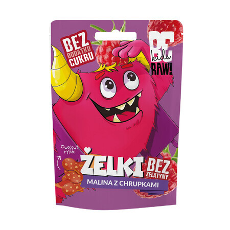 BeRAW! Kids, Jelly Beans, Himbeere mit Chips, ohne Zuckerzusatz, 35 g