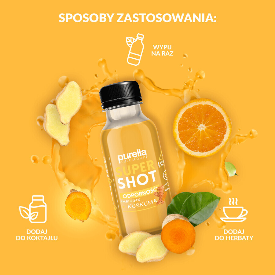 Purella Superfoods SuperShot Imunitate, băutură liniștită, ghimbir + turmeric, 100 ml