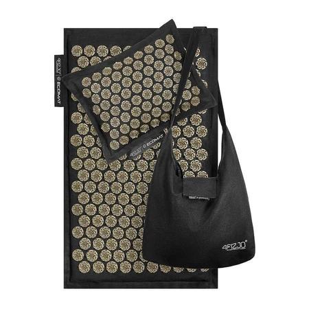 4Fizjo Ecomat, Akupressurmatte mit Buchweizenschalen und Kokosnuss, schwarz und gold