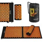 4Fizjo Acupressure Mat, covor mare de acupunctură cu pernă, 110 cm x 42 cm, negru și portocaliu