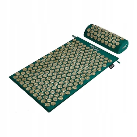 4Fizjo Akupressurmatte, Akupressurmatte mit Kissen, 68 cm x 42 cm, grün-gold