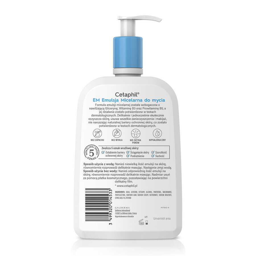 Cetaphil EM, émulsion micellaire lavante, 1000 ml