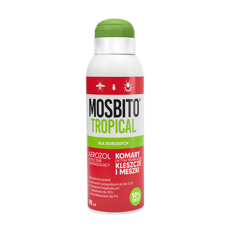 Mosbito Tropical, Aerosol zur wirksamen Abwehr von Stechmücken, Zecken und Mücken, DEET 50%, 90 ml