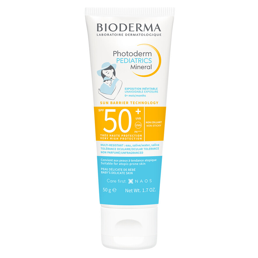 Bioderma Photoderm Pediatrics, Mineralisches Fluid für Kinder, für empfindliche und allergische Haut, SPF 50+, ab Geburt, 50 g