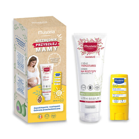 Mustela Essentials for Mom-to-be Set, Creme gegen Schwangerschaftsstreifen, 250 ml + Stick, 9 ml