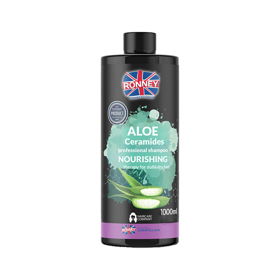 Ronney Aloe Ceramides, champú hidratante para cabellos secos y apagados, 1000 ml