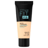 Maybelline Fit Me ! Matte and Poreless, fond de teint matifiant, No. 112, Soft Beige, 30 ml