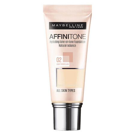 Maybelline Affinitone, gezichtsfoundation, 02 Licht porselein, 30 ml