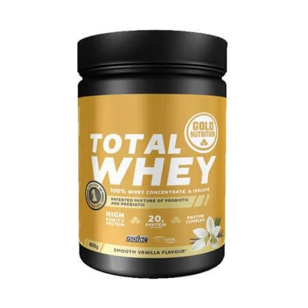 Total Whey poudre de protéines aromatisée à la vanille, 800 g, Gold Nutrition