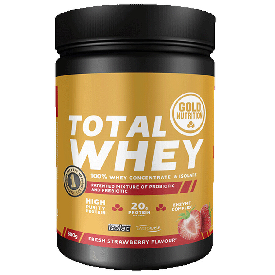 Total Whey Proteinpulver mit Erdbeergeschmack, 800 g, Gold Nutrition