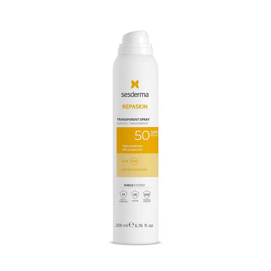 Repaskin Transparentes Sonnenschutz-Körperspray SPF 50, 200 ml, Sesderma