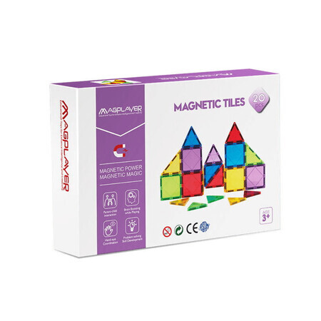 Set de constructie magnetic 3D cu 20 piese, 3 ani+, Magplayer