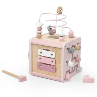 Wooden cube toy, Pink, Label Label