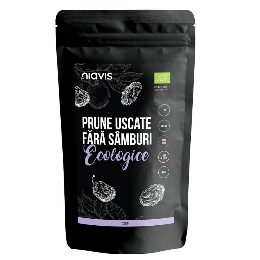 Prune uscate fara samburi Bio, 200 g, Niavis