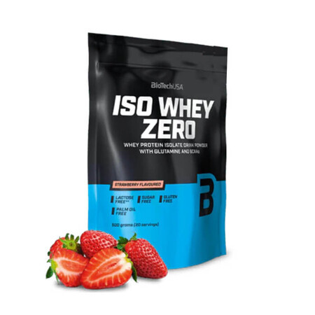 Protein powder with strawberry flavor Iso Whey Zero, 500 g, BioTech USA