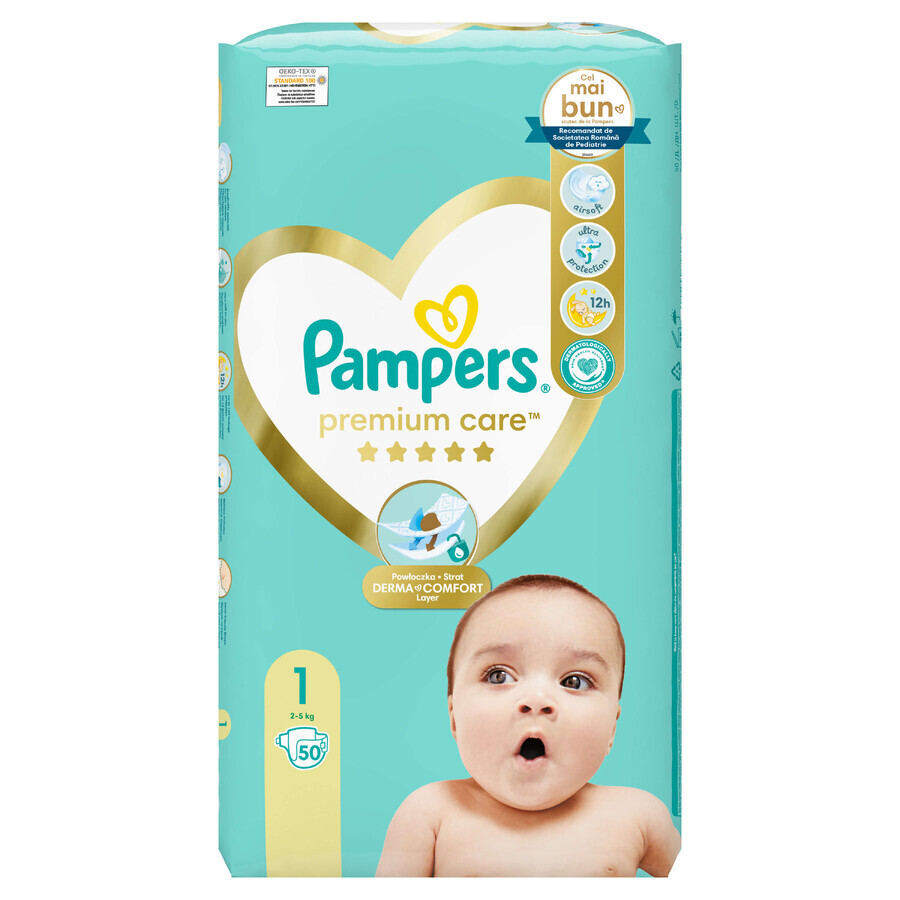 Premium Care Windeln, Nr. 1, 2-5 kg, 50 Stück, Pampers