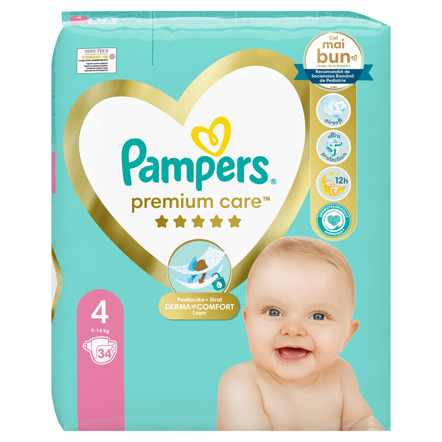 Premium Care Windeln, Nr. 4, 9-14 kg, 34 Stück, Pampers