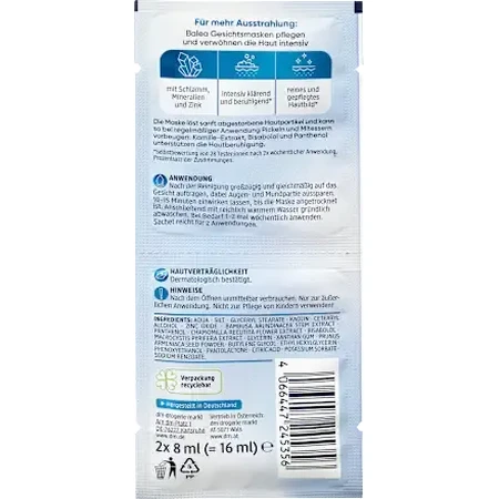Balea Gesichtsmaske Totes Meer (2 x 8 ml), 16 ml