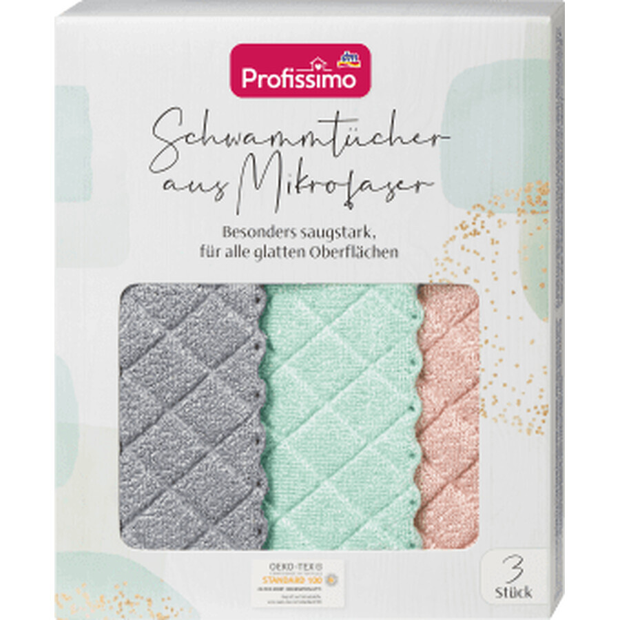 Profissimo 3er-Set Mikrofaser-Schaumstofftücher, 3 Stück