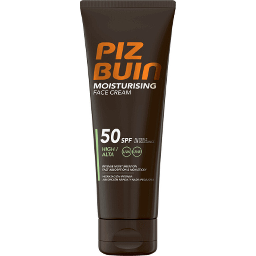 Piz Buin Feuchtigkeitsspendende Gesichtscreme SPF 50, 50 ml