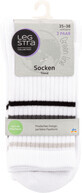 Legstra Trend kurze Socken wei&#223; mit grauen Streifen, 2 St&#252;ck