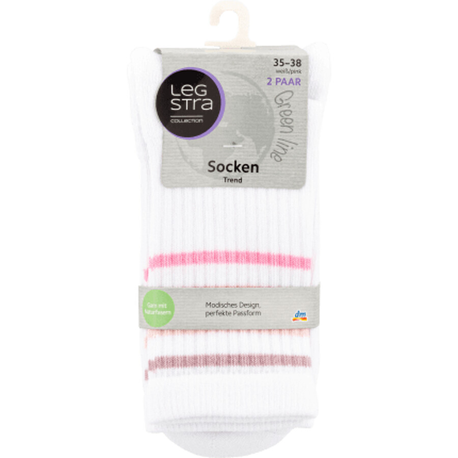 Legstra Short trendgefärbte Socken weiß mit rosa Größe 35-38, 2 Stück