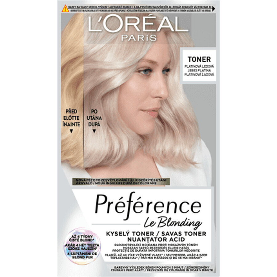 Loreal Paris PRÉFÉRENCE Nuanțator acid de păr semipermanent Platinum Ice, 1 buc