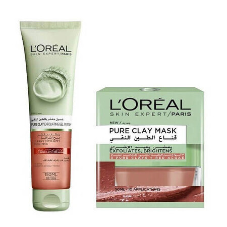 Geschenkpackung Peeling-Maske und Reinigungsgel, Loreal, Pure Clay, Red Algae