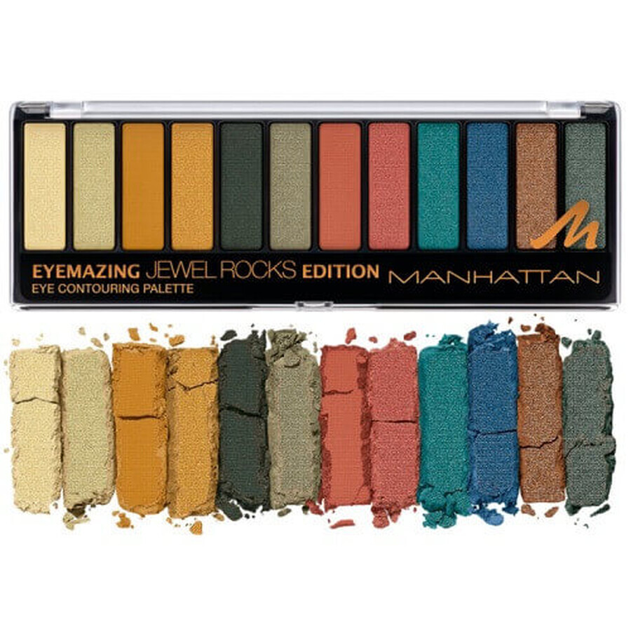 Lidschattenpalette, Manhattan, Eyemazing Palette, 12 Farben, 007 Jewel Rocks Edition