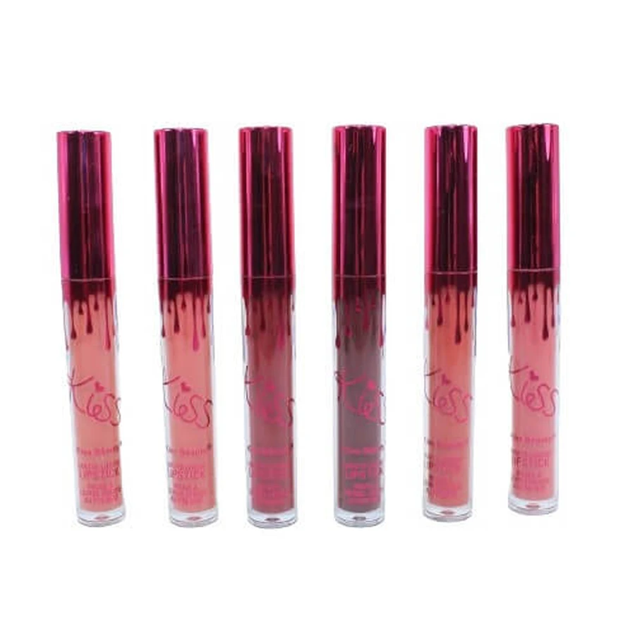 Set of 6 lipsticks, Kiss Beauty, Matte Liquid Lipstick, A