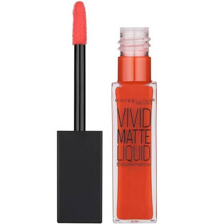 Barra de labios, Mate, Maybelline, Vivid Matte Liquid, 25 Orange Shot, 8 ml