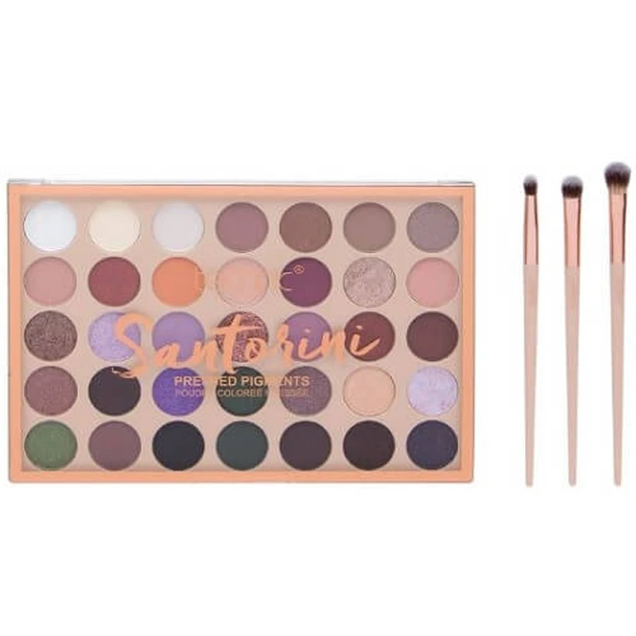 Set per il trucco, Palette 35 fard e 3 pennelli per l'applicazione, Technic, Santorini, Vegan