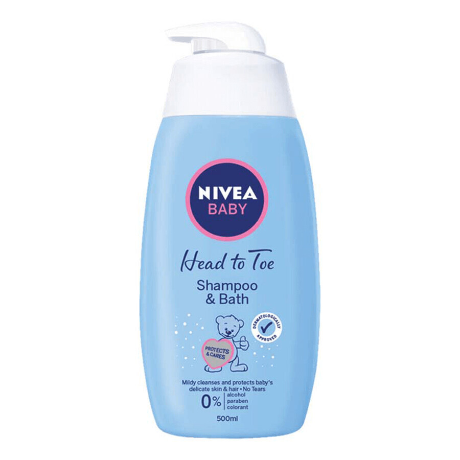 Shampoo and bath foam, 500 ml, Nivea Baby