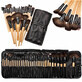 Set von 32 Fraulein38 Natural Wood Make-up Pinsel + Aufbewahrungstasche