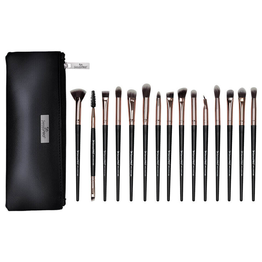 Set di 15 pennelli da trucco Senso Pro Milano Black Rose Gold + borsa