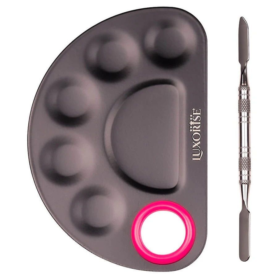 Paleta metálica Luxorise para mezclas de maquillaje, negra