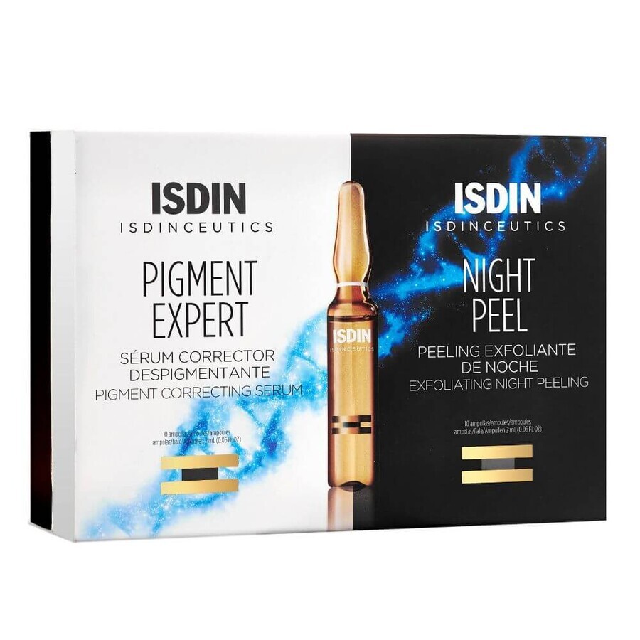 Isdin De-Pigmentation Corrector Serum + Exfoliating Night Peel, 10 + 10 Fläschchen,