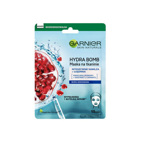 Garnier Hydra Bomb moisturizing fabric mask with pomegranate extract and hyaluronic acid, 28g