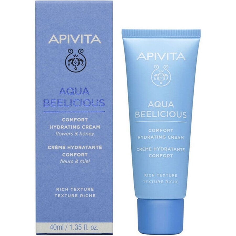 Apivita Aqua Beelicious, Crème riche, apaisante et hydratante pour le visage, 40 ml