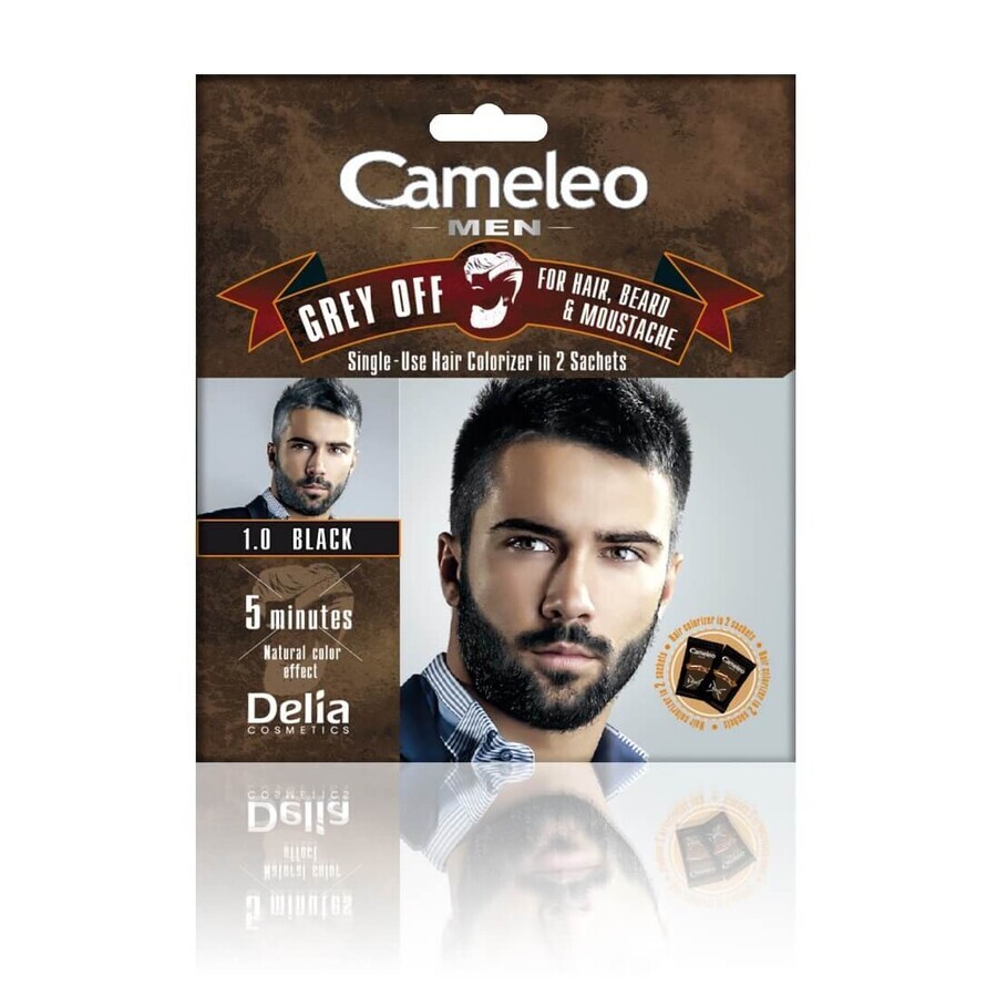 Cameleo Men Grey Off wax and beard dye in sachet 1.0 Black, 2x15ml