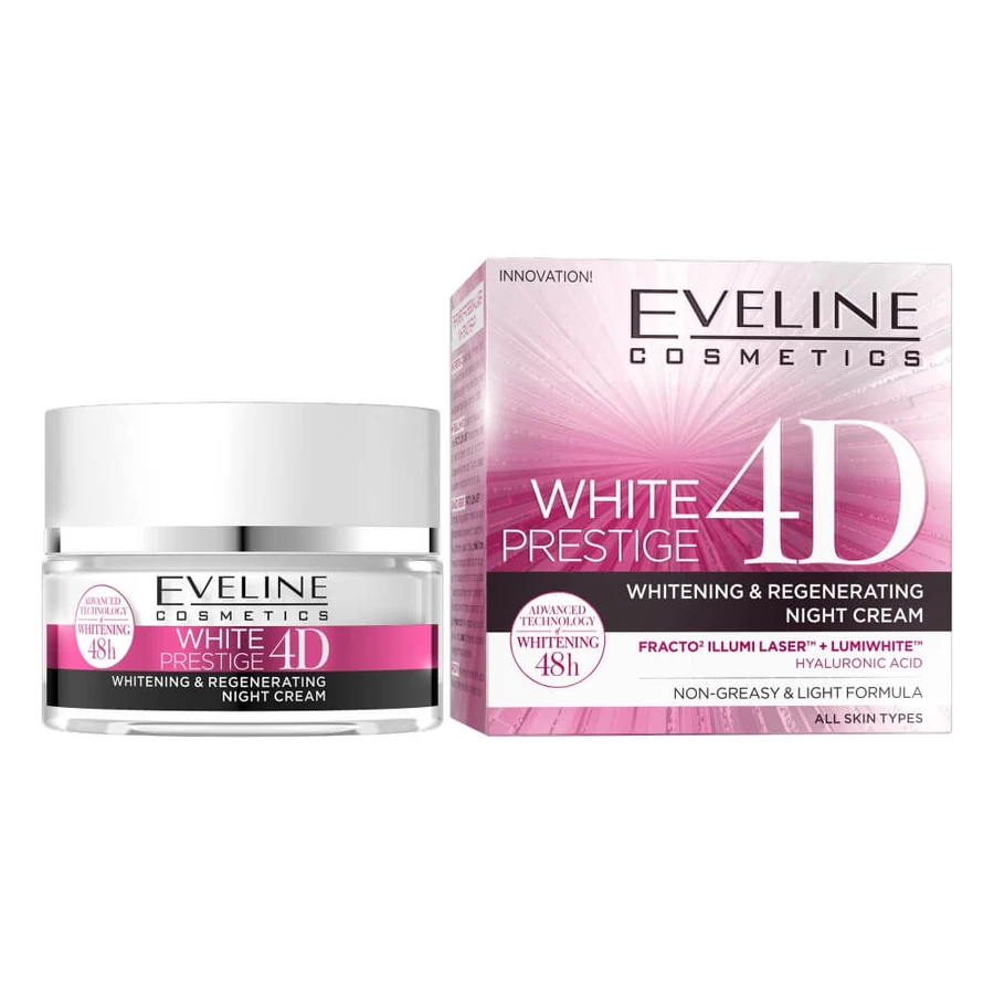 Eveline Cosmetics White Prestige 4D Whitening en regenererende nachtcrème, 50ml