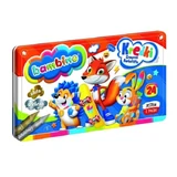 Bambino, Crayons de couleur dans une boîte en métal, 24 couleurs