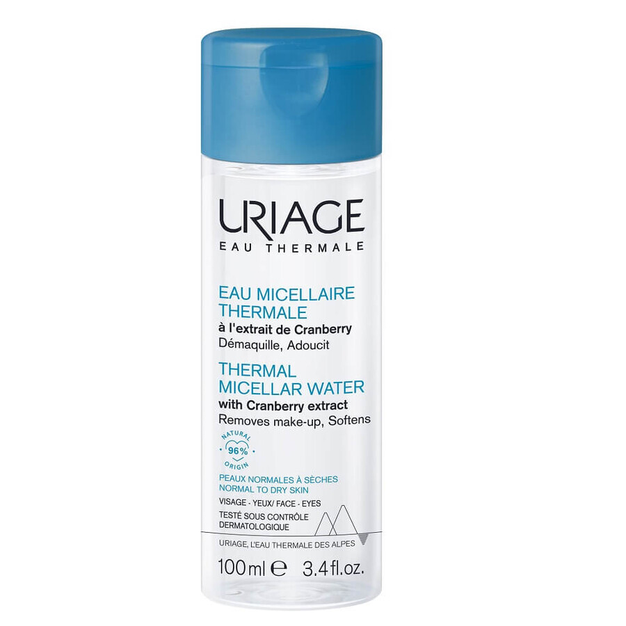 Uriage Thermische mizellare Lotion mit Malvenextrakt für normale bis trockene Haut, 100ml