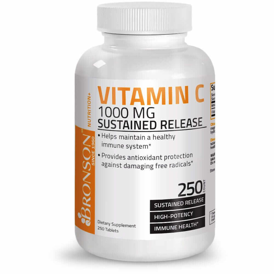 Vitamin C 1000 mg mit verzögerter Freisetzung, 250 Tabletten, Bronson Laboratories