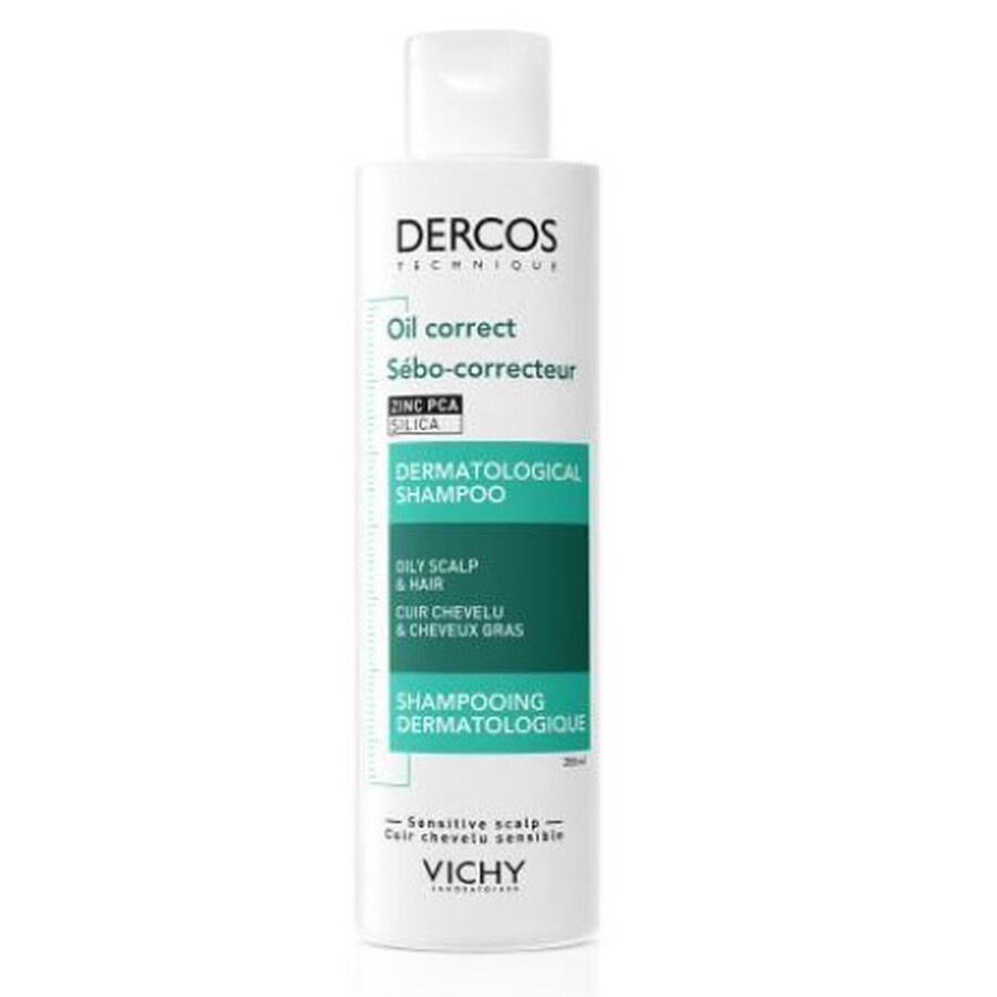 Vichy Dercos Oil Correct Normalisierendes Shampoo für fettiges Haar und Kopfhaut, 200 ml