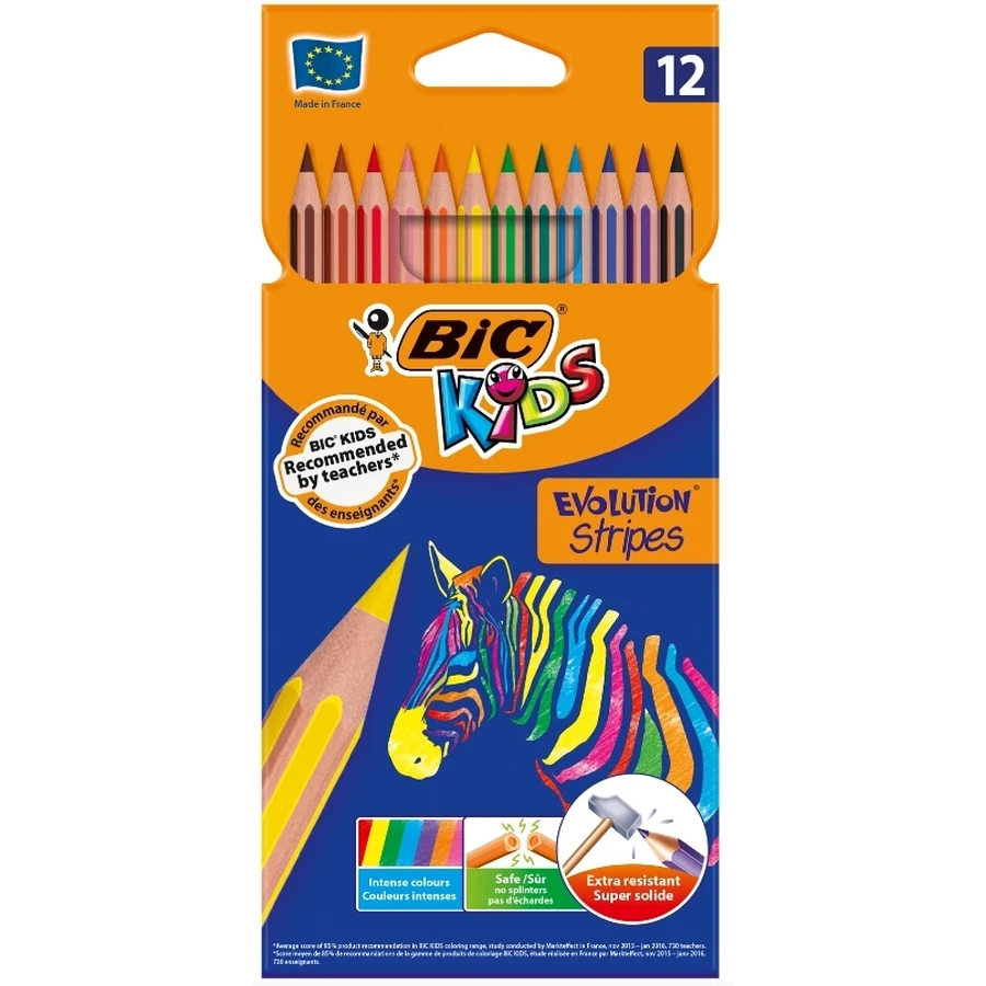 Lápices de ojos BIC Evolution Stripes, 12 colores