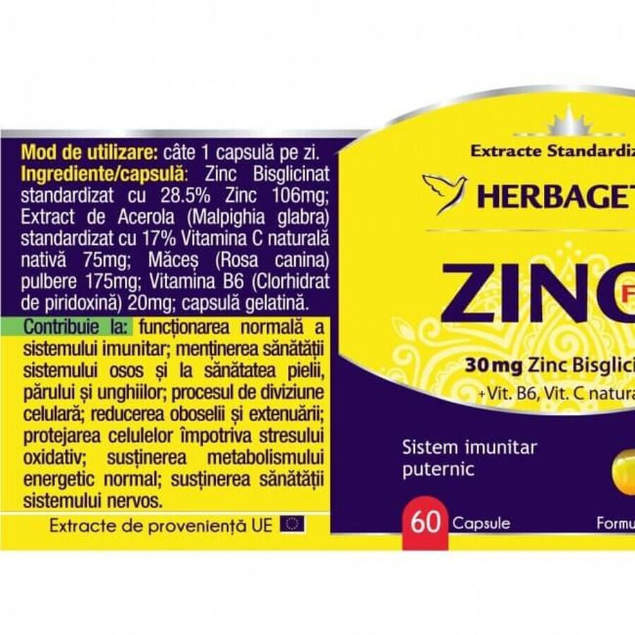 Zinc Forte, 60 capsule, Herbagetica