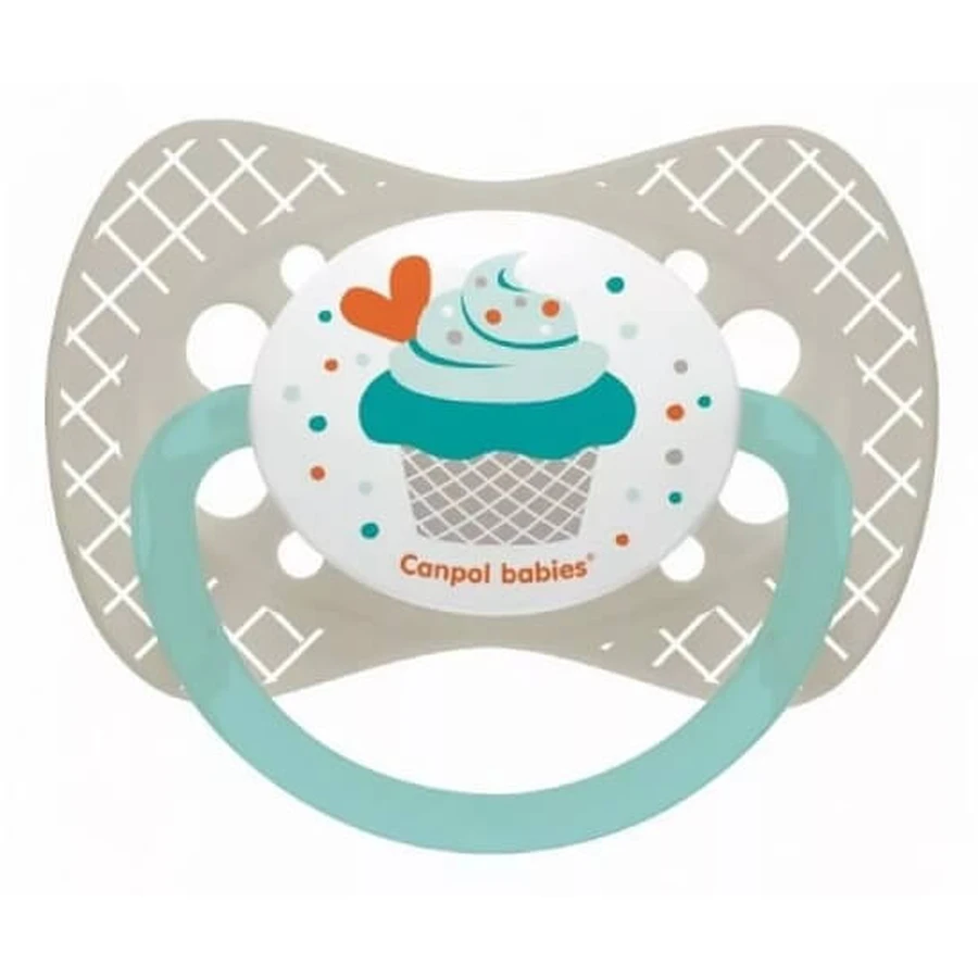 Canpol, Schnuller, Silikon, symmetrisch, 0-6m Cupcake 23/282, grau, 1 Stück