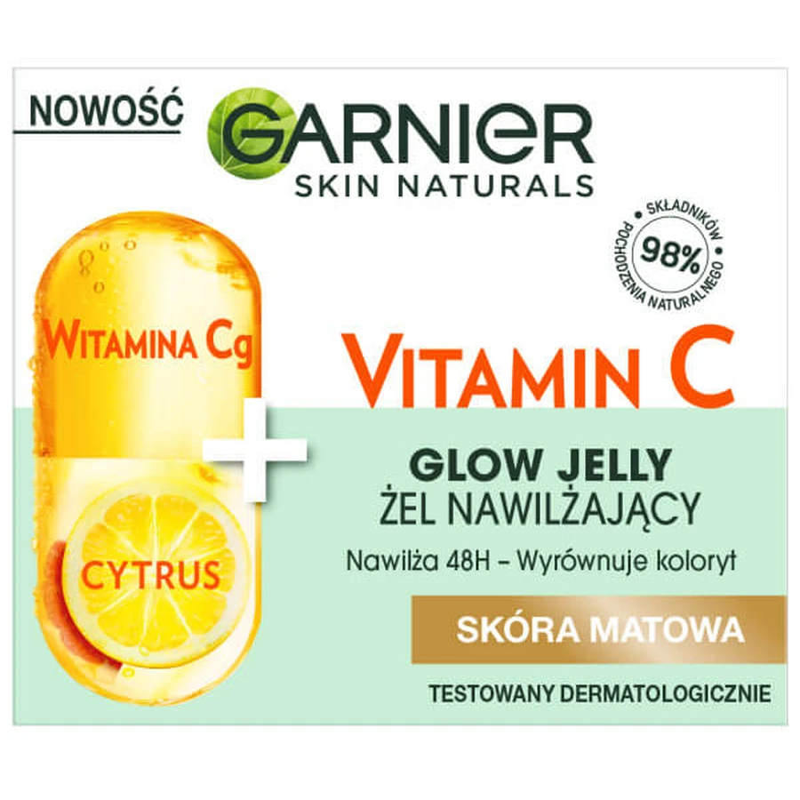 Garnier Skin Naturals Vitamin C Glow Jelly Żel nawilżający do twarzy Witamina Cg + Cytrus, 50ml: ceny i cechy